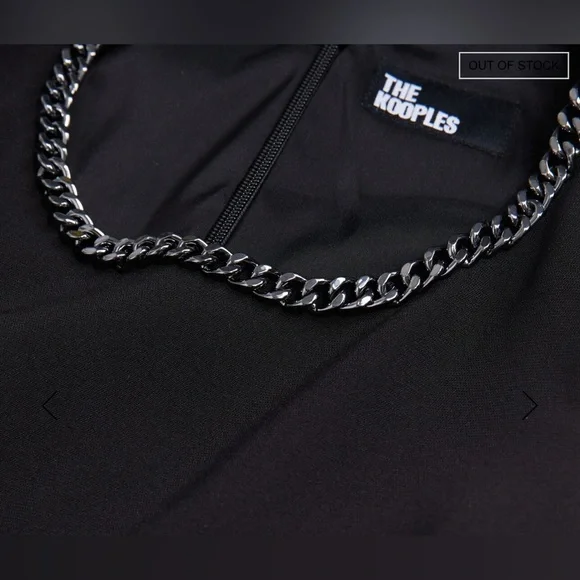 NWT The Kooples BLACK CREPE JUMPSUIT with Silver Chain Neck Detail - Picture 4 of 16